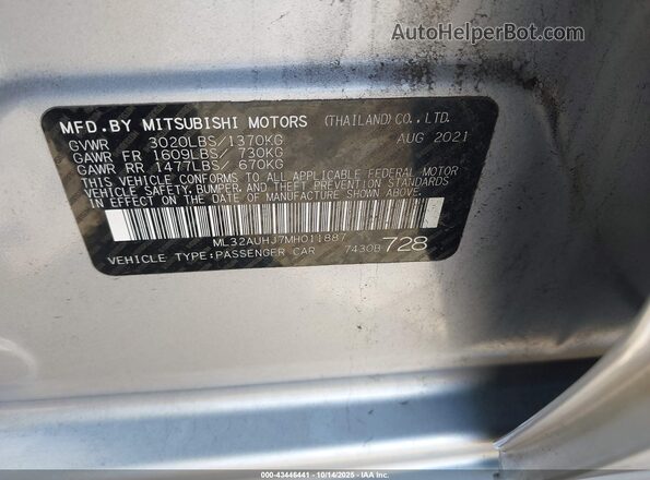 ML32AUHJ7MH011887 2021 MITSUBISHI MIRAGE Серебряный Вид подкапотного пространства