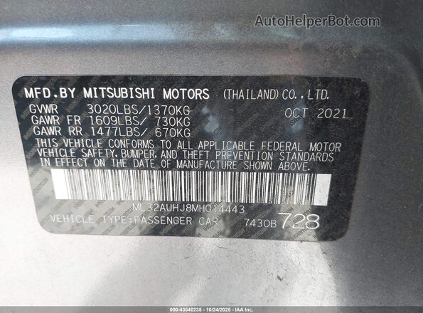 ML32AUHJ8MH014443 2021 MITSUBISHI MIRAGE Gray Շարժիչի բաժամունքի տեսք