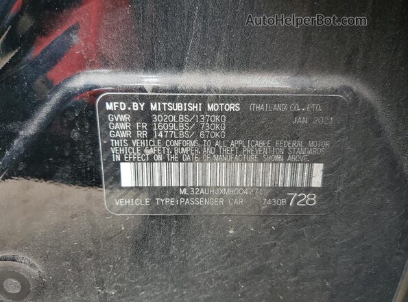 ML32AUHJXMH004271 2021 MITSUBISHI MIRAGE Black Widok komory silnika