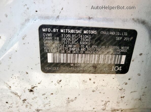 ML32F3FJ0LHF01121 2020 MITSUBISHI MIRAGE White ძრავის განყოფილების ხედი
