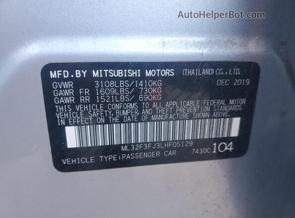 ML32F3FJ3LHF05129 2020 MITSUBISHI MIRAGE Silver ძრავის განყოფილების ხედი
