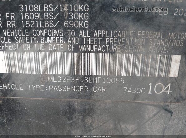 ML32F3FJ3LHF10055 2020 MITSUBISHI MIRAGE G4 Black Widok komory silnika