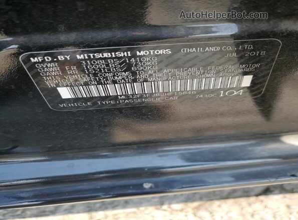 ML32F3FJ8JHF15846 2018 MITSUBISHI MIRAGE Black 