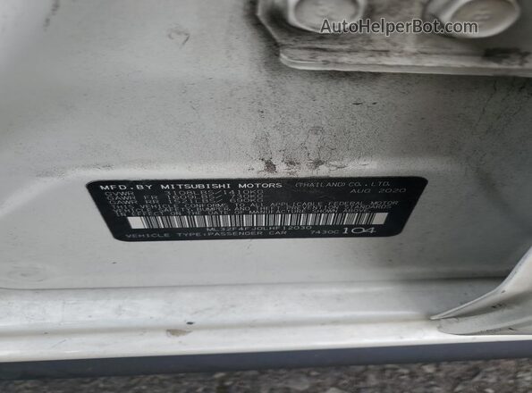 ML32F4FJ0LHF12030 2020 MITSUBISHI MIRAGE White ძრავის განყოფილების ხედი