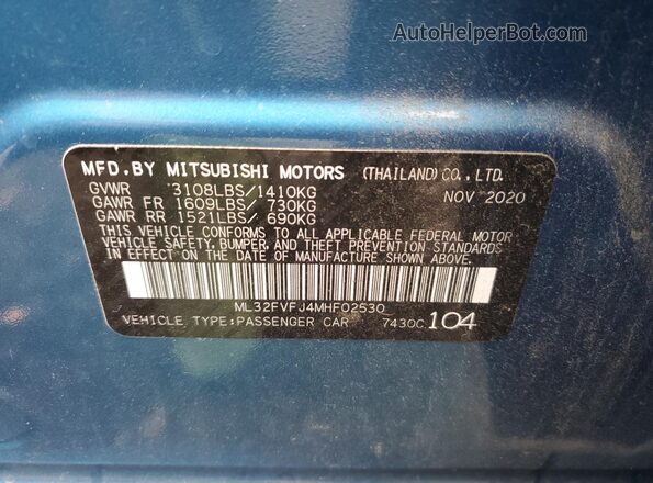 ML32FVFJ4MHF02530 2021 MITSUBISHI MIRAGE Blue Widok komory silnika