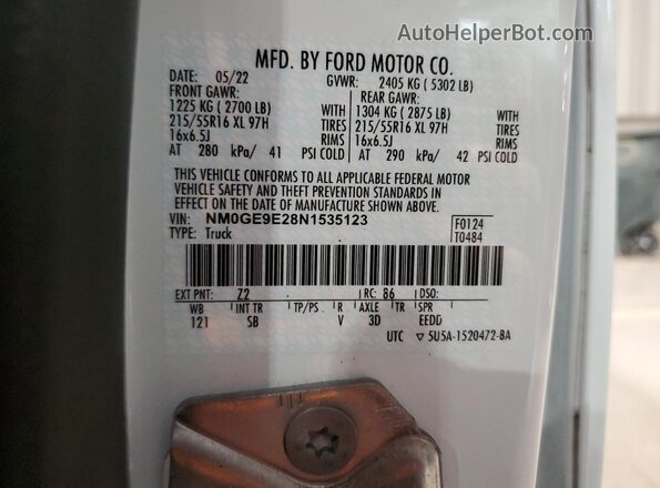 NM0GE9E28N1535123 2022 FORD TRANSIT White 