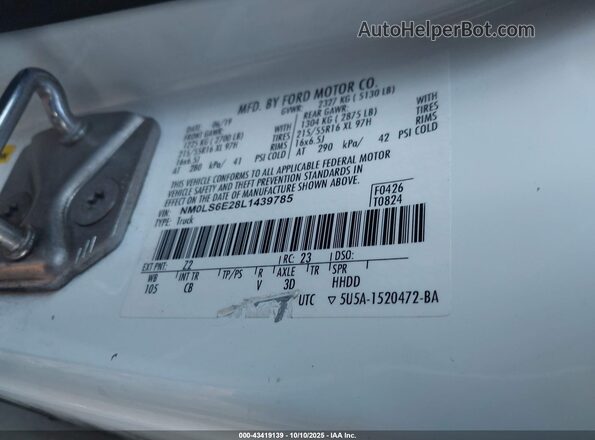 NM0LS6E28L1439785 2020 FORD TRANSIT CONNECT White Vista del compartimento del motor