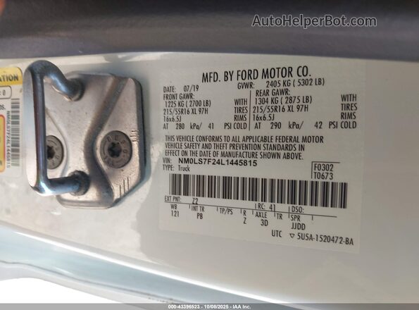 NM0LS7F24L1445815 2020 FORD TRANSIT CONNECT White Շարժիչի բաժամունքի տեսք