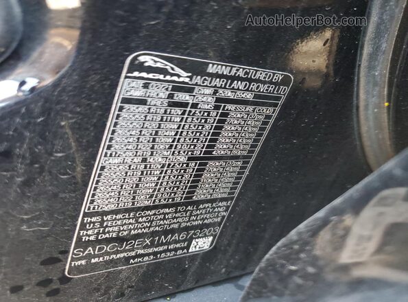 SADCJ2EX1MA673203 2021 JAGUAR F-PACE Black VIN կոդի պիտակի տեսք