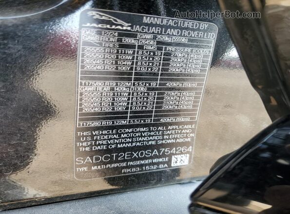 SADCT2EX0SA754264 2025 JAGUAR F-PACE Black VIN կոդի պիտակի տեսք
