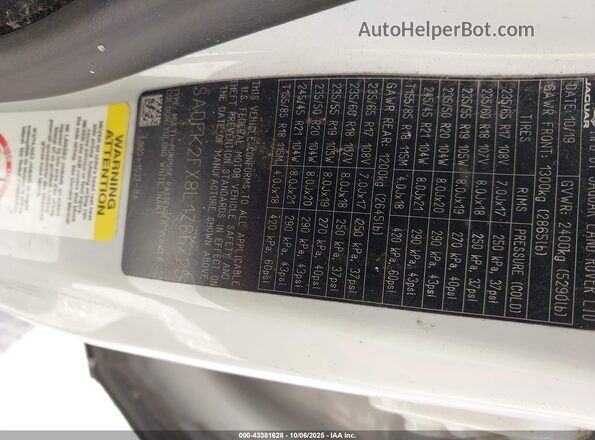 SADFK2FX8L1Z86725 2020 JAGUAR E-PACE  Вид подкапотного пространства