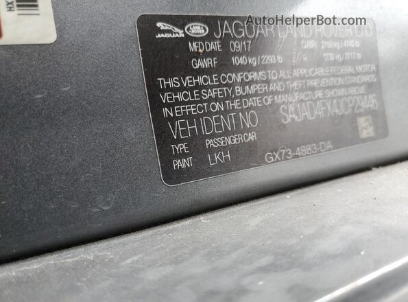 SAJAD4FX4JCP29446 2018 JAGUAR XF Gray 