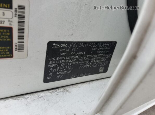 SAJAR4FX3JCP31304 2018 JAGUAR XF Белый Вид подкапотного пространства