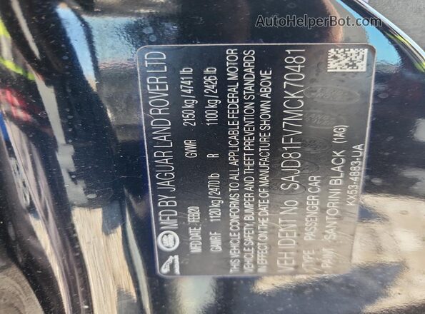 SAJD81FV7MCK70481 2021 JAGUAR F-TYPE Black Вид підкапотного простору