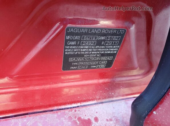 SAJWA1C79G8V99242 2016 JAGUAR XJ Red Вид підкапотного простору