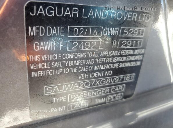 SAJWA2G7XG8V97161 2016 JAGUAR XJL Gray 360 interior view
