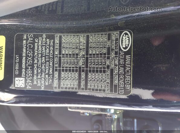 SALCJ2FX5LH853454 2020 LAND ROVER DISCOVERY SPORT Black ძრავის განყოფილების ხედი