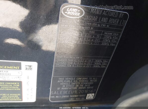 SALE9EEU1L2016567 2020 LAND ROVER DEFENDER Black Շարժիչի բաժամունքի տեսք