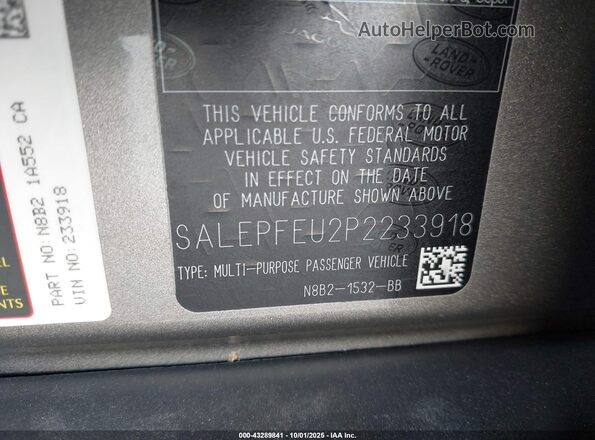 SALEPFEU2P2233918 2023 LAND ROVER DEFENDER Silver Вид підкапотного простору