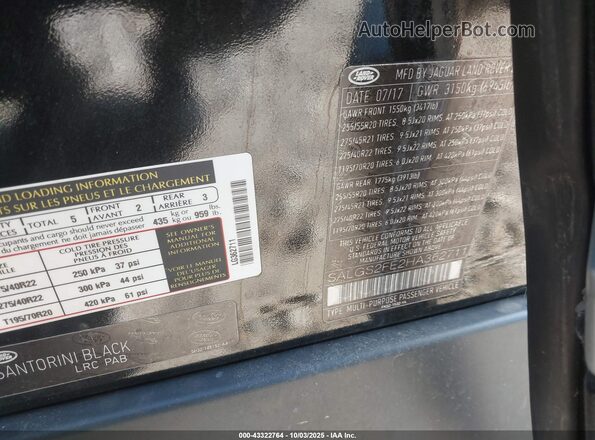 SALGS2FE2HA362711 2017 LAND ROVER RANGE ROVER Black 