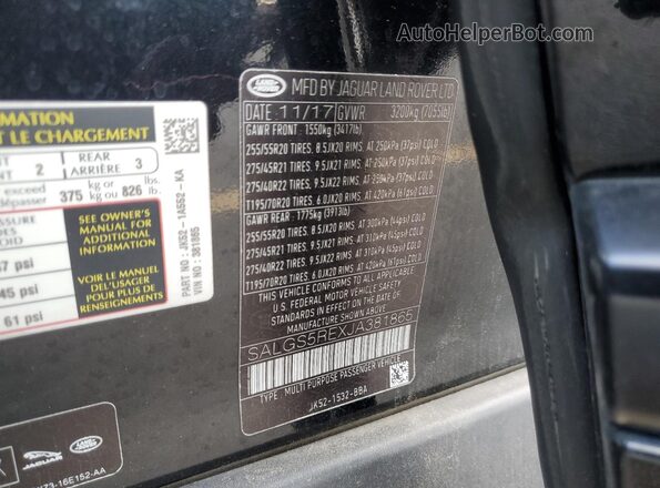 SALGS5REXJA381865 2018 LAND ROVER RANGE Black 