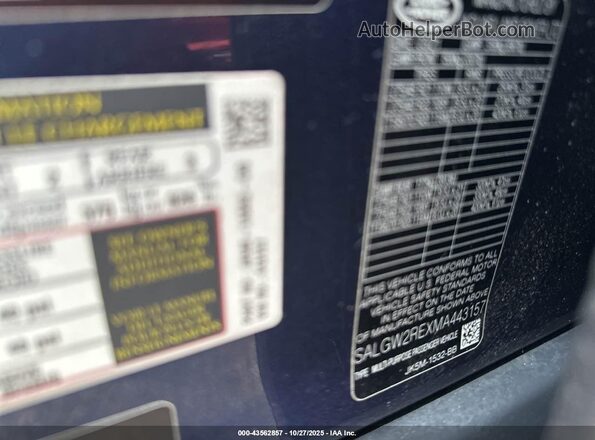 SALGW2REXMA443157 2021 LAND ROVER RANGE ROVER Синий Вид подкапотного пространства