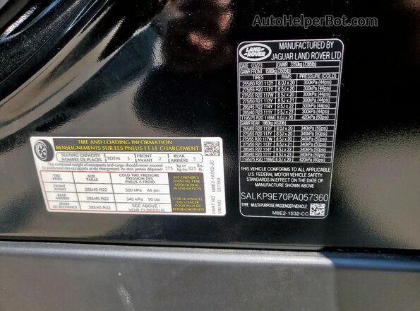 SALKP9E70PA057360 2023 LAND ROVER RANGE Black Панорамний вид салону 360°