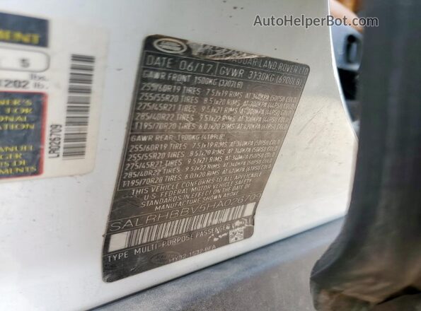 SALRHBBV5HA026709 2017 LAND ROVER DISCOVERY Белый Вид наклейки с VIN-кодом