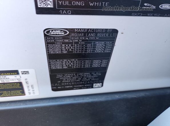 SALRM4RU0M2452591 2021 LAND ROVER DISCOVERY White Widok komory silnika
