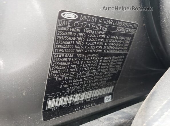 SALRT2RV5JA055587 2018 LAND ROVER DISCOVERY Серый 