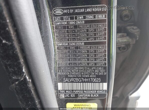 SALVR2BG7HH170623 2017 LAND ROVER RANGE ROVER EVOQUE Black Engine compartment view