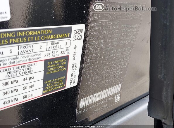 SALWG2SU7LA714121 2020 LAND ROVER RANGE ROVER SPORT Black 
