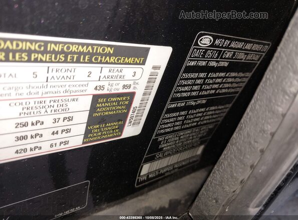 SALWR2EF8GA597405 2016 LAND ROVER RANGE ROVER SPORT Black Вид підкапотного простору