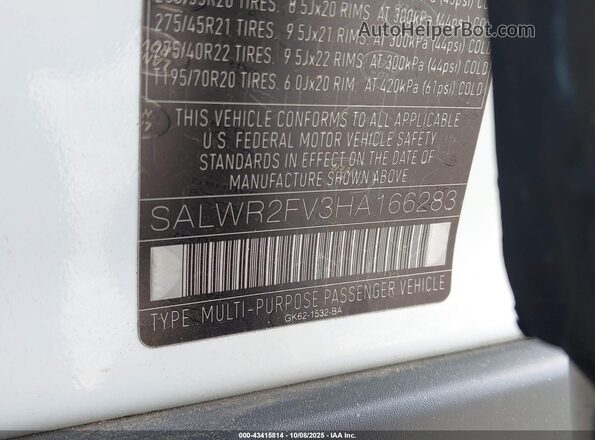 SALWR2FV3HA166283 2017 LAND ROVER RANGE ROVER SPORT White Engine compartment view