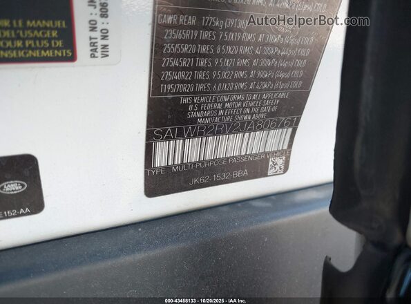 SALWR2RV2JA806761 2018 LAND ROVER RANGE ROVER SPORT Белый 