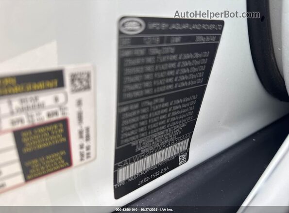 SALWR2RVXKA839444 2019 LAND ROVER RANGE ROVER SPORT White ძრავის განყოფილების ხედი