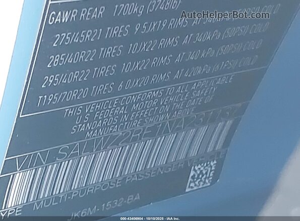 SALWZ2RE1NA231137 2022 LAND ROVER RANGE ROVER SPORT Синий Вид подкапотного пространства