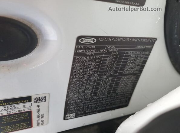 SALYB2EN2KA795751 2019 LAND ROVER RANGE ROVER White Панорамний вид салону 360°