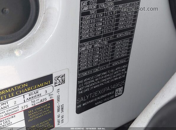 SALYT2EX6PA349625 2023 LAND ROVER RANGE ROVER VELAR White Вид підкапотного простору