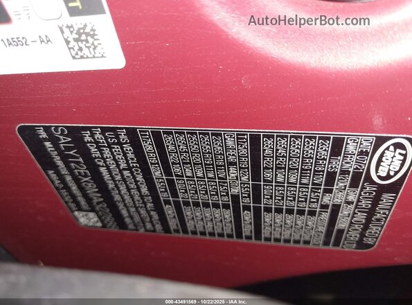 SALYT2EX8MA322888 2021 LAND ROVER RANGE ROVER VELAR Red Շարժիչի բաժամունքի տեսք