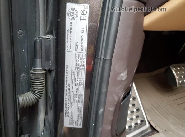 SJAAC2ZV6HC014356 2017 BENTLEY BENTAYGA Gray Панорамний вид салону 360°