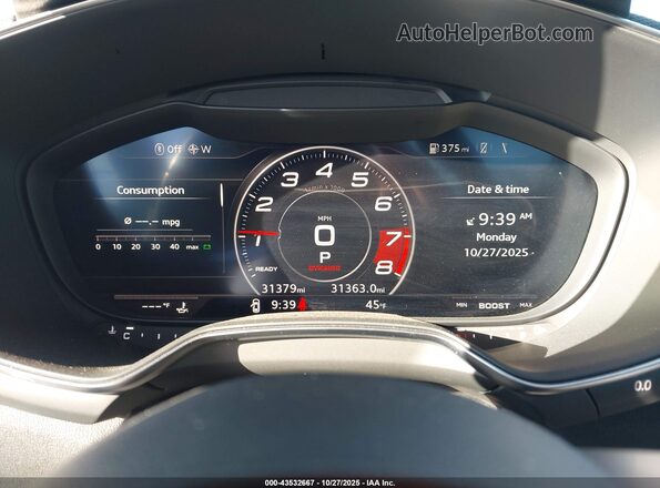 TRUC5AFV0J1006065 2018 AUDI TT Gray Вид задніх сидінь