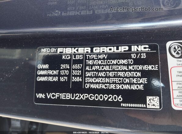 VCF1EBU2XPG009206 2023 FISKER OCEAN Blue Engine compartment view
