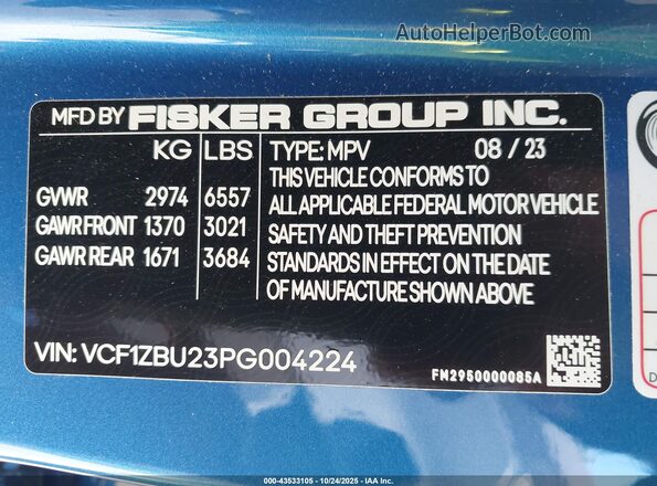 VCF1ZBU23PG004224 2023 FISKER OCEAN Black Widok komory silnika