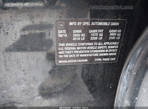 W04GL6SX3K1004098 2019 BUICK REGAL Black Widok komory silnika