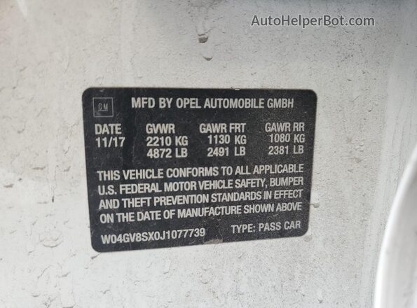 W04GV8SX0J1077739 2018 BUICK REGAL White 