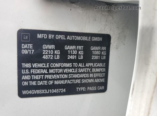 W04GV8SX3J1045724 2018 BUICK REGAL White 