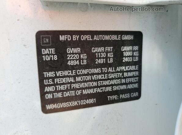 W04GV8SX8K1024661 2019 BUICK REGAL White 