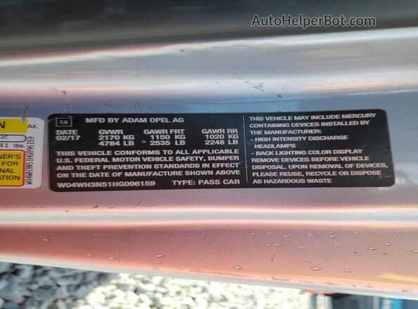 W04WH3N51HG096159 2017 BUICK CASCADA Turquoise 