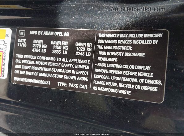 W04WH3N54HG056531 2017 BUICK CASCADA Black Engine compartment view